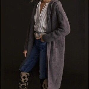 PILCRO By Anthropologie Collared Hooded Sweater Duster Size Small boho cozy chic